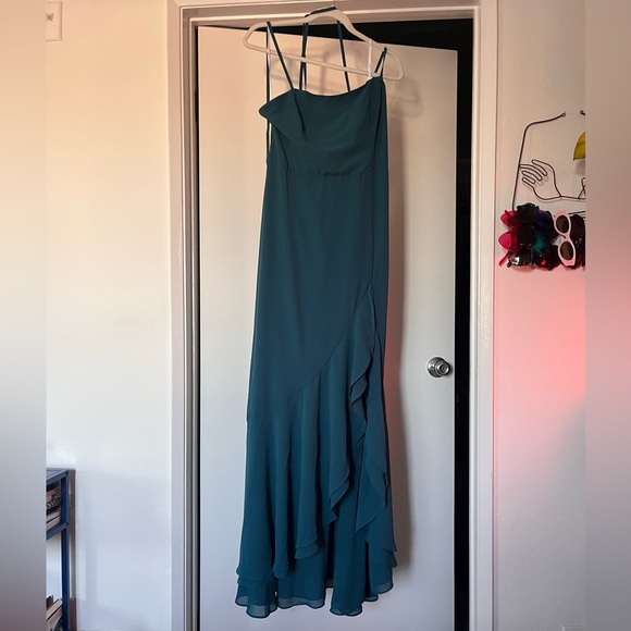Lulu’s “Unforgettable Allure” Dark Teal Backless Tiered Maxi Dress - Picture 3 of 5